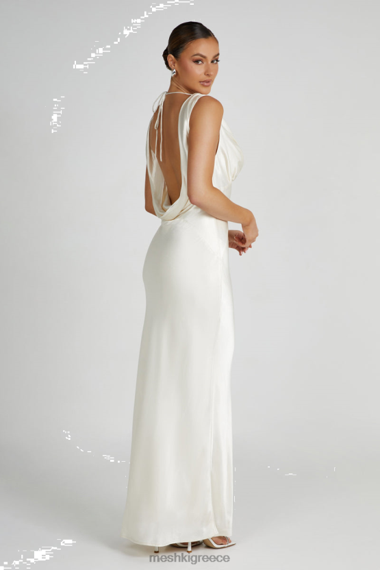 Meshki Angelique Satin Cowl Back Maxi Dress Ivory Clothing JJN40N53