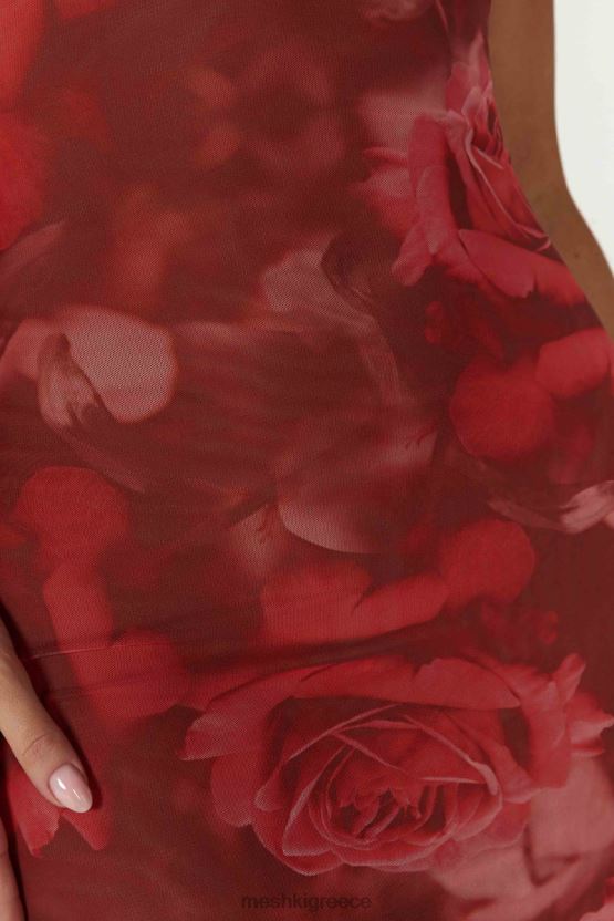 Meshki Aphrodite Strapless Mesh Dress Oversized Rose Print Clothing JJN40N111