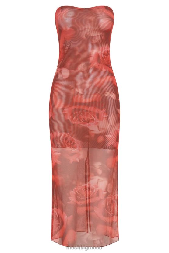 Meshki Aphrodite Strapless Mesh Dress Oversized Rose Print Clothing JJN40N111