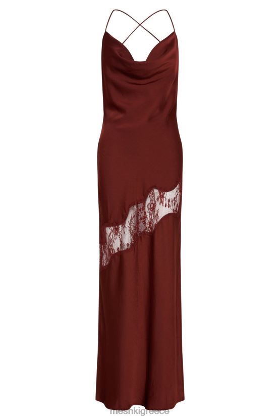 Meshki Chandra Lace Detail Satin Maxi Dress Cherry Chocolate Clothing JJN40N85