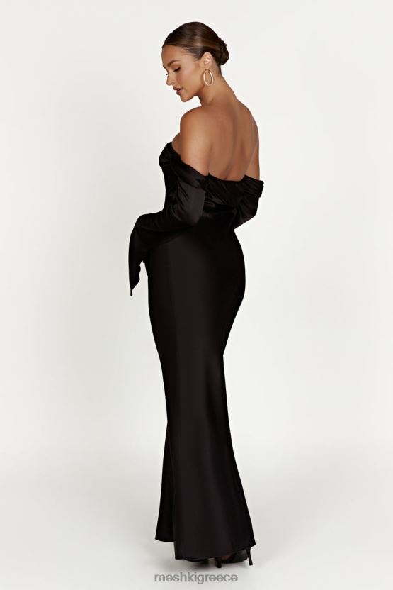 Meshki Giselle Off Shoulder Cowl Neck Maxi Dress Black Clothing JJN40N124