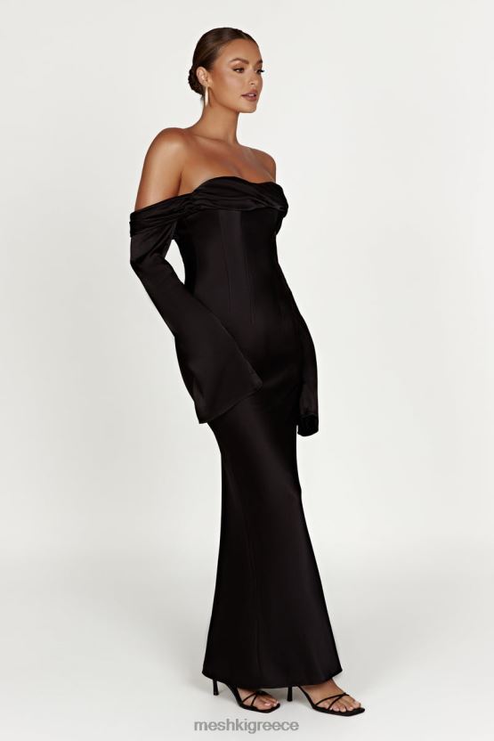 Meshki Giselle Off Shoulder Cowl Neck Maxi Dress Black Clothing JJN40N124