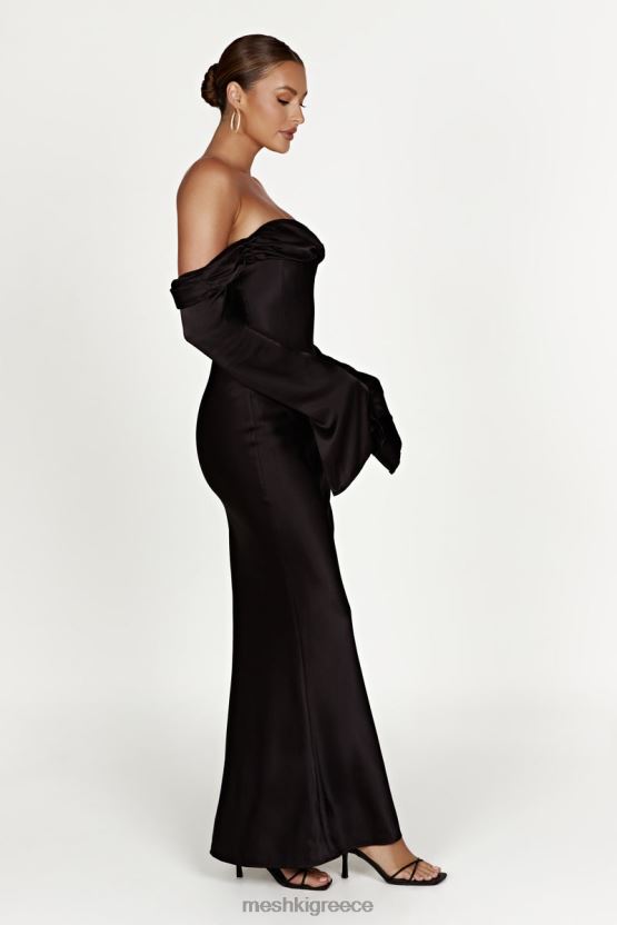 Meshki Giselle Off Shoulder Cowl Neck Maxi Dress Black Clothing JJN40N124