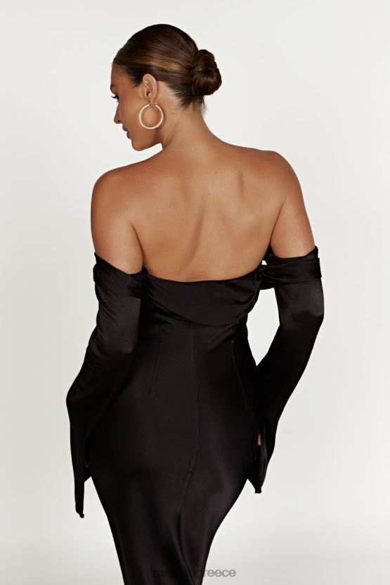 Meshki Giselle Off Shoulder Cowl Neck Maxi Dress Black Clothing JJN40N124