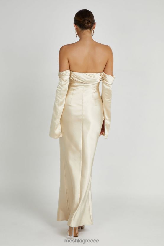 Meshki Giselle Off Shoulder Cowl Neck Maxi Dress Gold Clothing JJN40N120