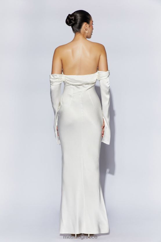 Meshki Giselle Off Shoulder Cowl Neck Maxi Dress White Clothing JJN40N40