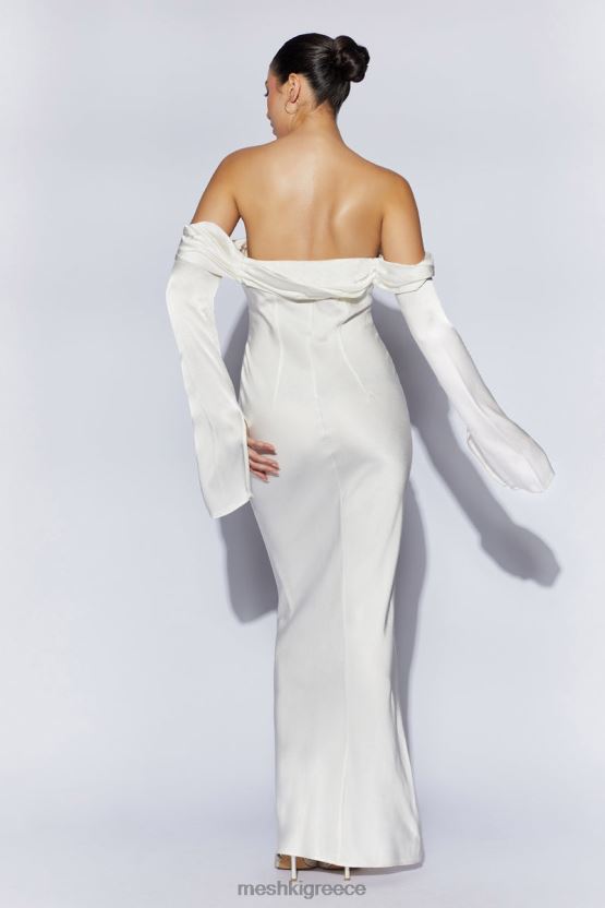 Meshki Giselle Off Shoulder Cowl Neck Maxi Dress White Clothing JJN40N40