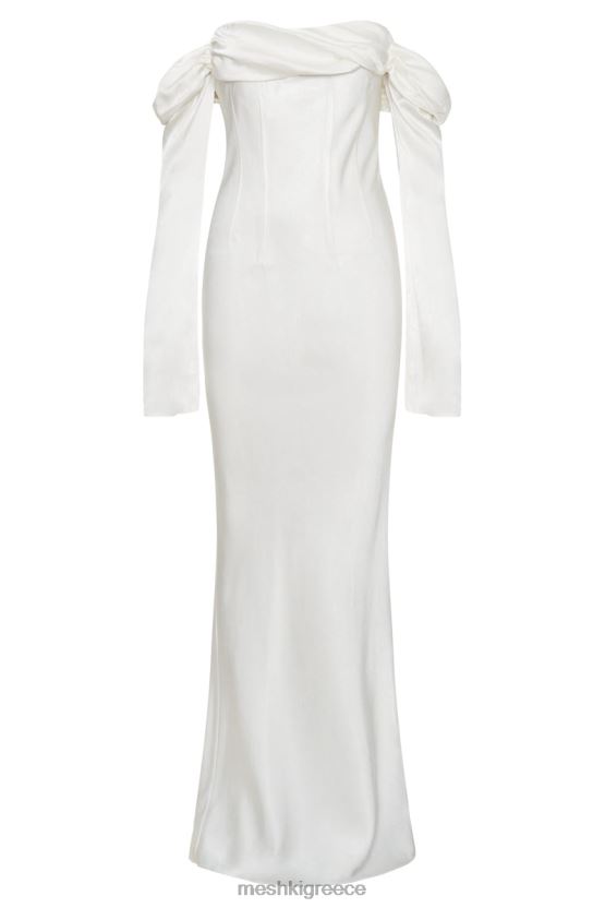 Meshki Giselle Off Shoulder Cowl Neck Maxi Dress White Clothing JJN40N40
