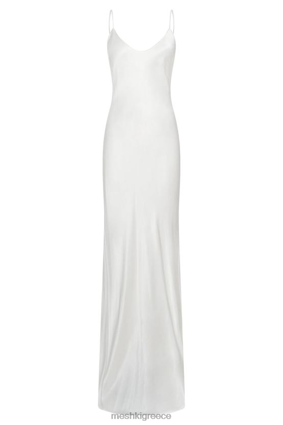 Meshki Kailey Low Back Maxi Dress With Detachable Bow Train White Clothing JJN40N96