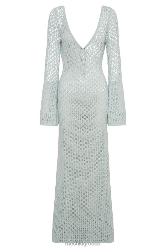Meshki Kayleigh Crochet Fishtail Flare Sleeve Dress Arctic Blue Clothing JJN40N30