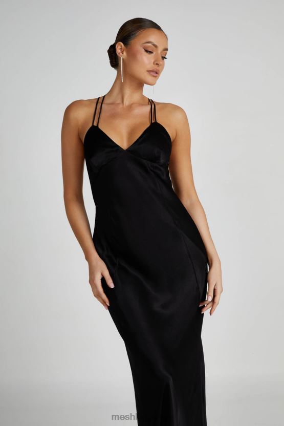 Meshki Makari Satin Maxi Dress Black Clothing JJN40N134