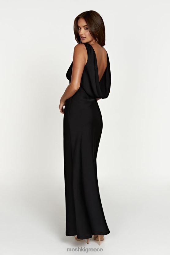 Meshki Nadia Maxi Satin Dress With Back Cowl Black Clothing JJN40N68