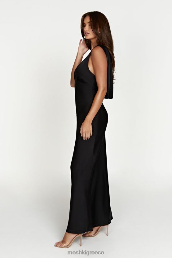 Meshki Nadia Maxi Satin Dress With Back Cowl Black Clothing JJN40N68