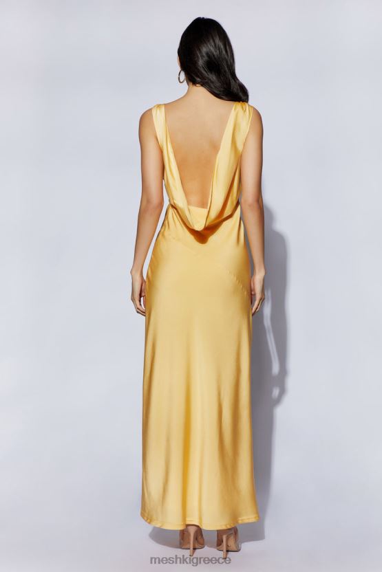 Meshki Nadia Maxi Satin Dress With Back Cowl Lemon Clothing JJN40N11