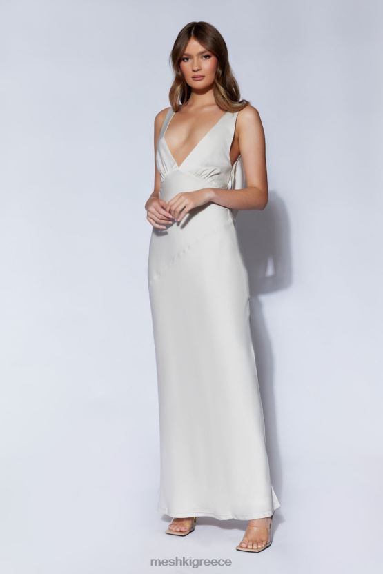 Meshki Nadia Maxi Satin Dress With Back Cowl Silver Clothing JJN40N66
