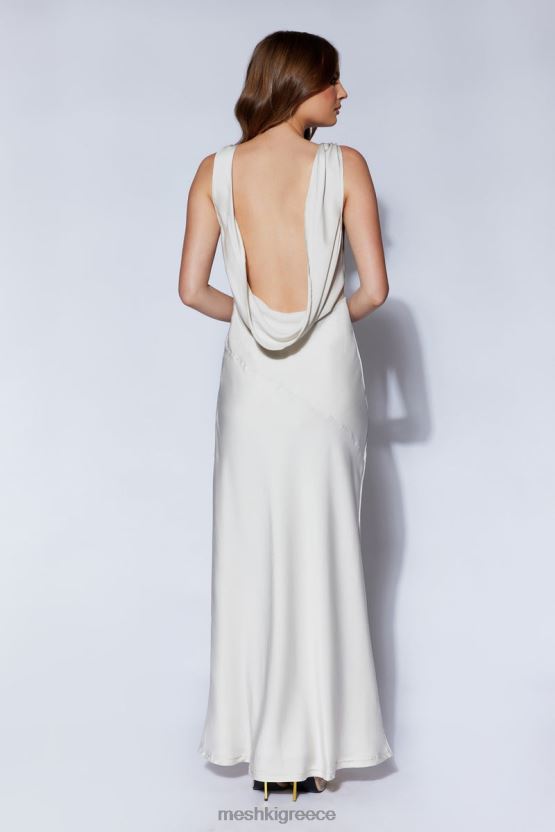 Meshki Nadia Maxi Satin Dress With Back Cowl Silver Clothing JJN40N66