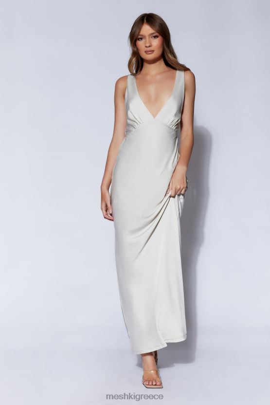 Meshki Nadia Maxi Satin Dress With Back Cowl Silver Clothing JJN40N66
