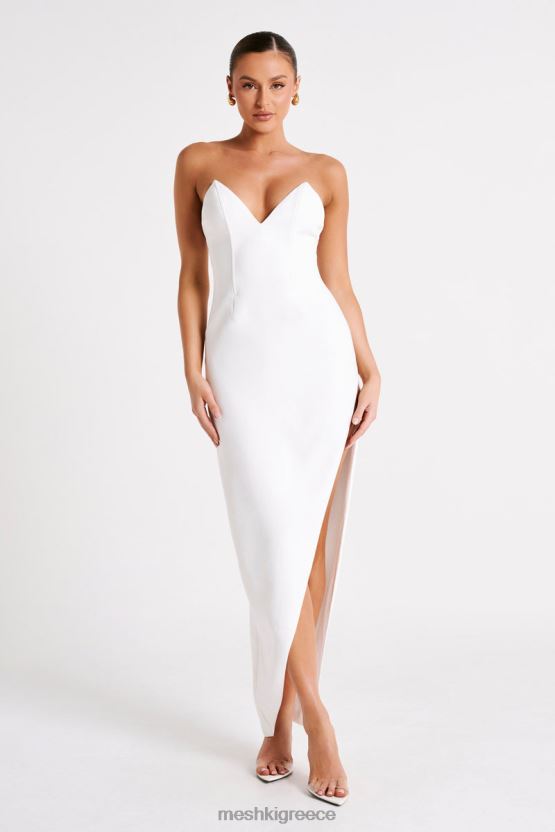 Meshki Natasha Pointed Corset Maxi Dress White Clothing JJN40N137