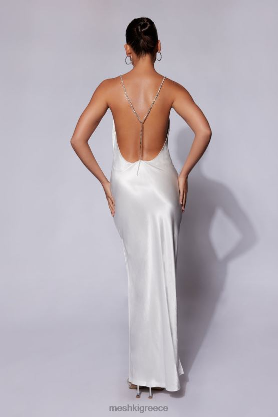 Meshki Sera Diamante Maxi Dress With Low Back White Clothing JJN40N116