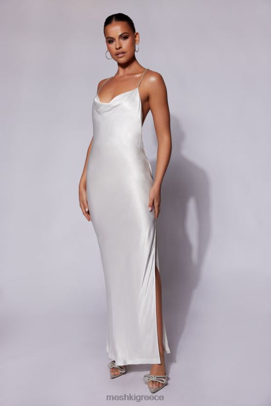 Meshki Sera Diamante Maxi Dress With Low Back White Clothing JJN40N116