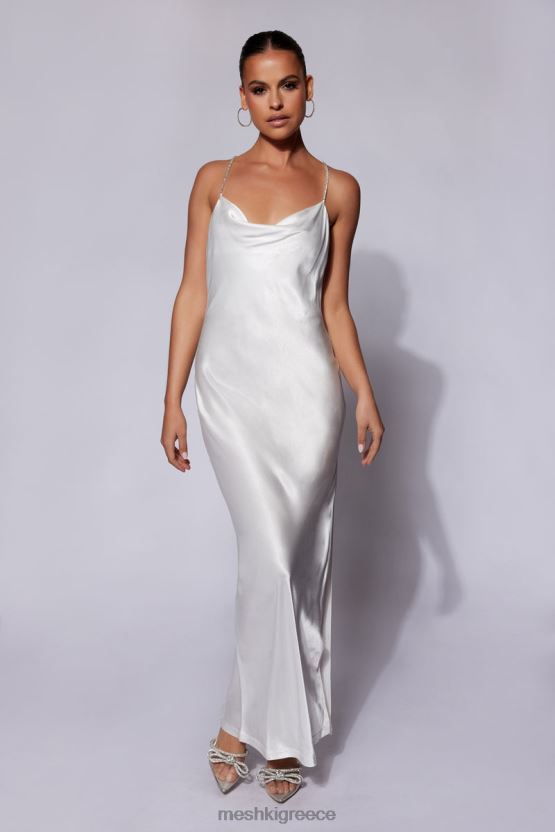 Meshki Sera Diamante Maxi Dress With Low Back White Clothing JJN40N116