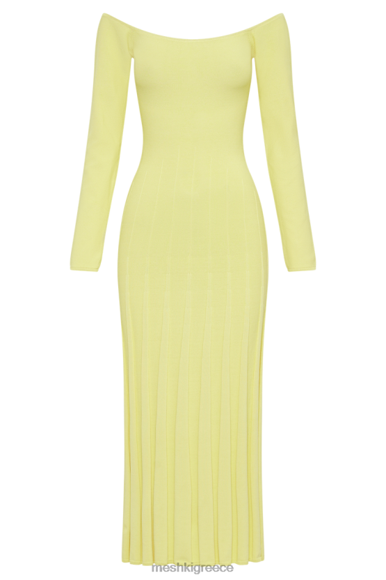 Meshki Emmeline Long Sleeve Rib Knit Midi Dress Lemon Clothing JJN40N54