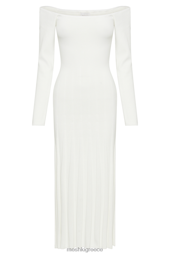 Meshki Emmeline Long Sleeve Rib Knit Midi Dress White Clothing JJN40N76