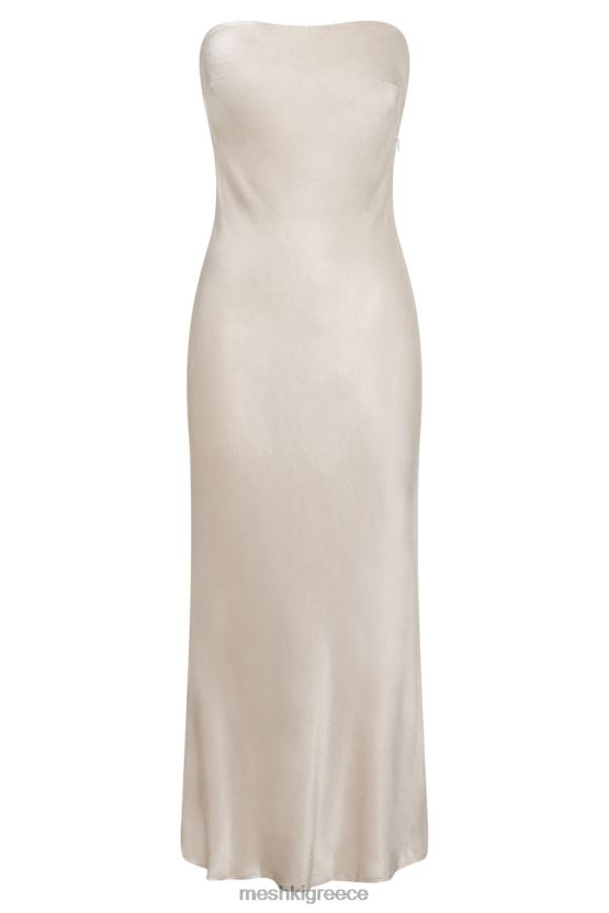 Meshki Mischa Strapless Midi Dress With Lace Detailing Champagne Clothing JJN40N31