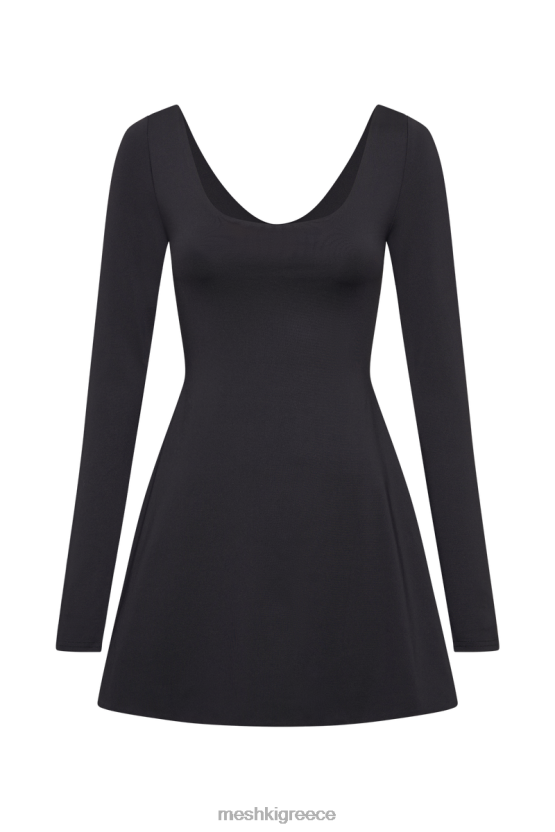 Meshki Renee Recycled Nylon Long Sleeve Mini Dress Black Clothing JJN40N78