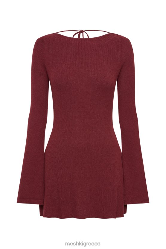 Meshki Zahra Long Sleeve Open Back Mini Knit Dress Berry Clothing JJN40N82