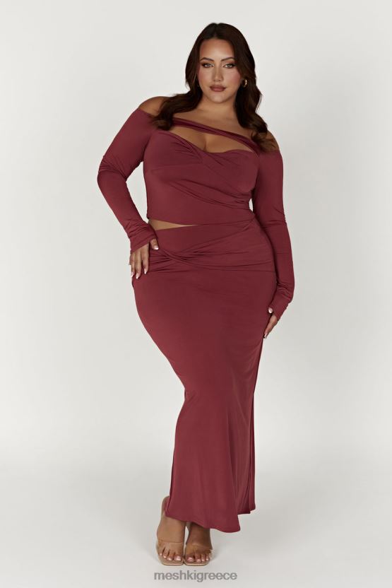 Meshki ceri maxi twist φούστα κρασί είδη ένδυσης JJN40N1354
