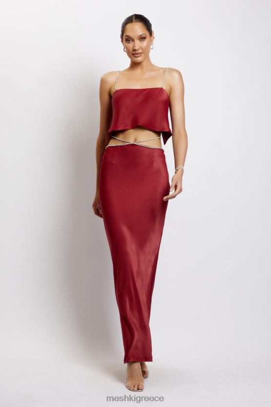 Meshki maxi φούστα dayana diamante κρασί είδη ένδυσης JJN40N1383