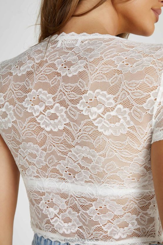 Meshki Vintage τοπ από δαντέλα farrah stretch άσπρο είδη ένδυσης JJN40N826