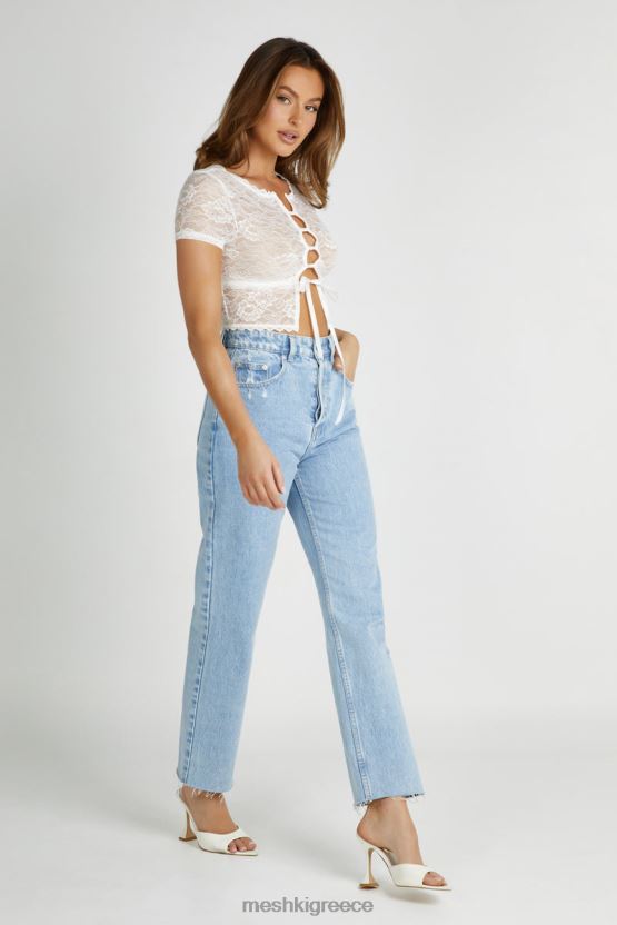 Meshki Vintage τοπ από δαντέλα farrah stretch άσπρο είδη ένδυσης JJN40N826
