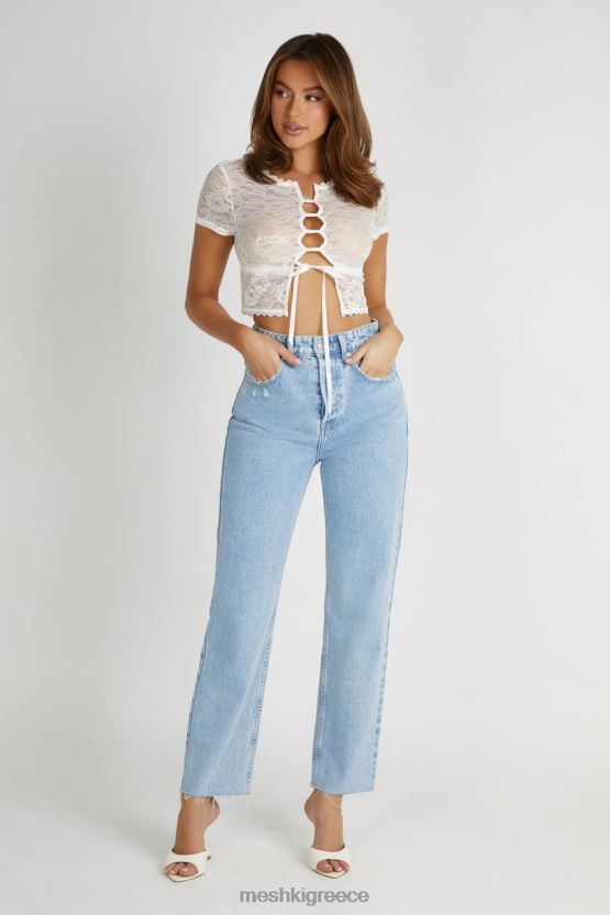 Meshki Vintage τοπ από δαντέλα farrah stretch άσπρο είδη ένδυσης JJN40N826