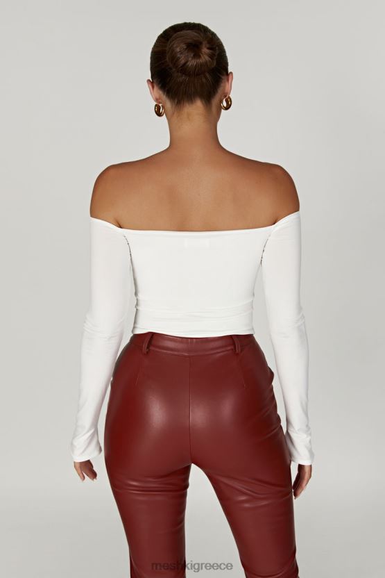 Meshki μακρυμάνικο μπλουζάκι ceri off shoulder άσπρο είδη ένδυσης JJN40N934