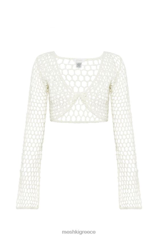 Meshki hallie στριφτό cropped top crochet άσπρο είδη ένδυσης JJN40N960