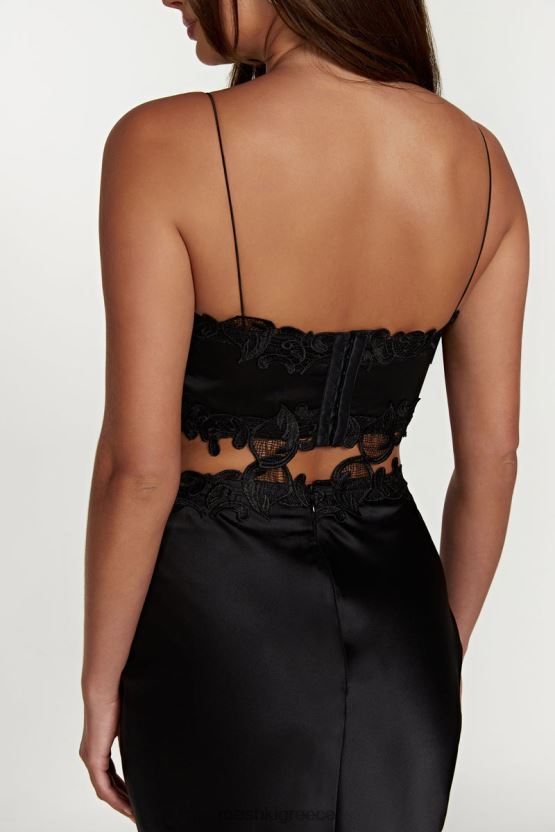Meshki anika micro crop top με δαντέλα μαύρος είδη ένδυσης JJN40N1033