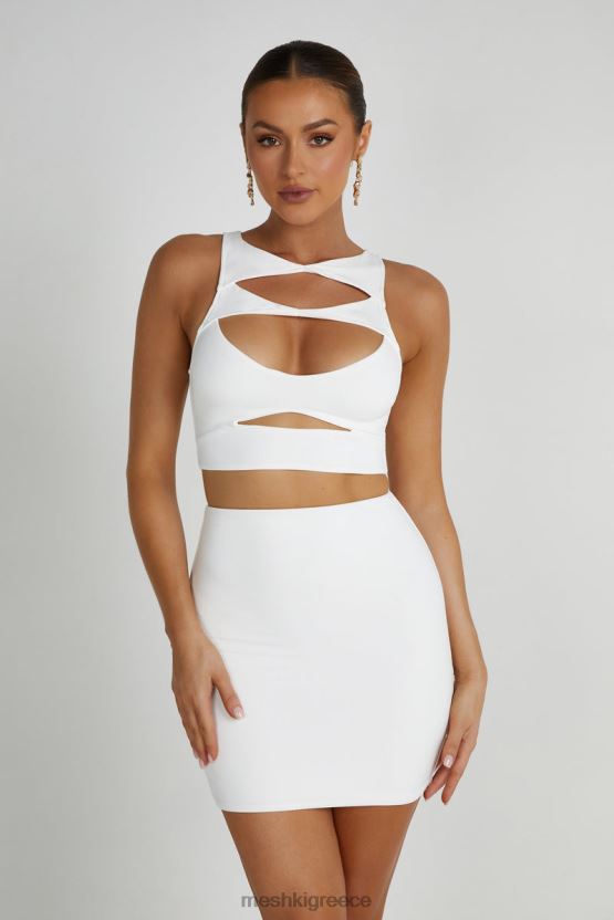 Meshki chloe cut out crop top άσπρο είδη ένδυσης JJN40N792