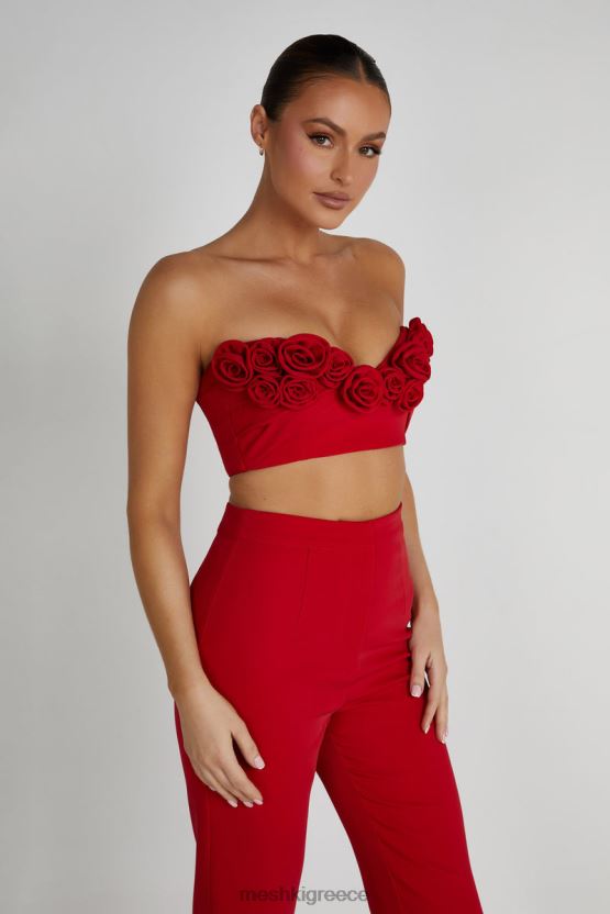 Meshki παλόμα τριαντάφυλλο crop top το κόκκινο είδη ένδυσης JJN40N816