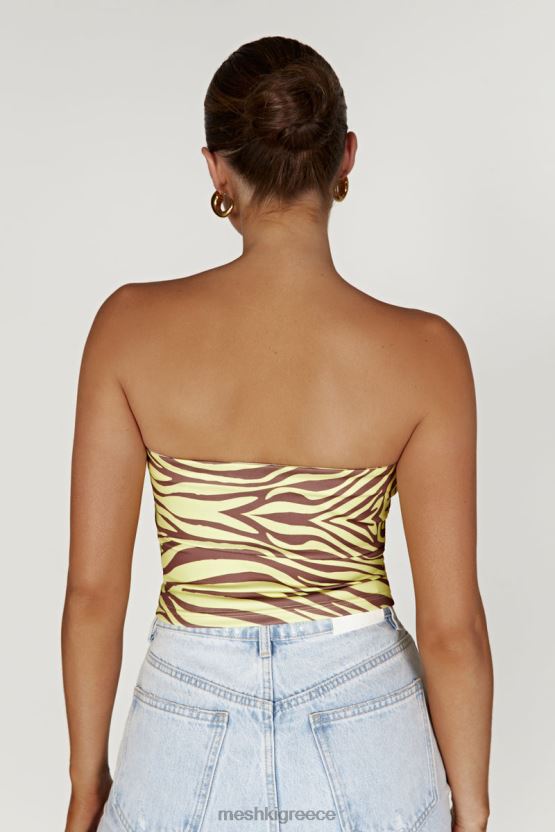 Meshki crop top dina bandeau εκτύπωση ζέβρας είδη ένδυσης JJN40N980