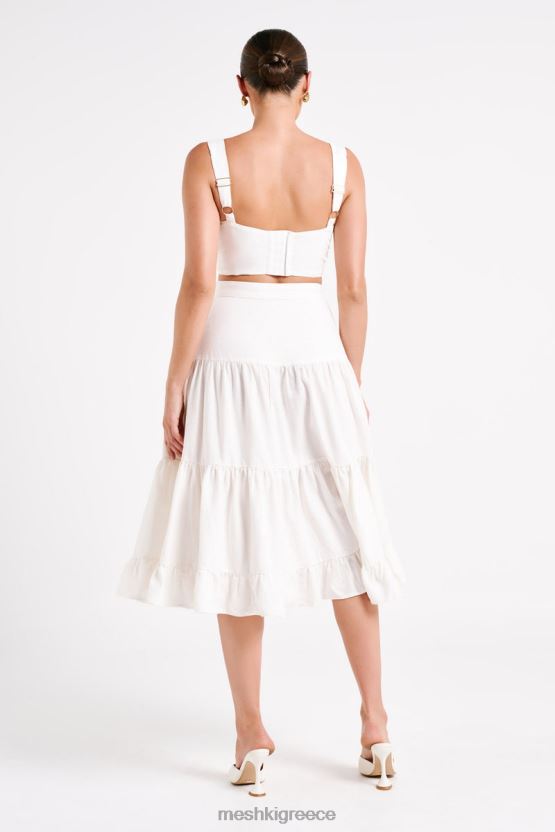Meshki λινό crop top με φλιτζάνια hilaria άσπρο είδη ένδυσης JJN40N757