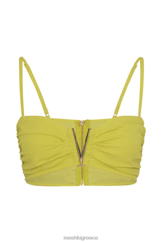 Meshki crop top maryse v-hardware φρέσκο ​​πράσινο είδη ένδυσης JJN40N1106