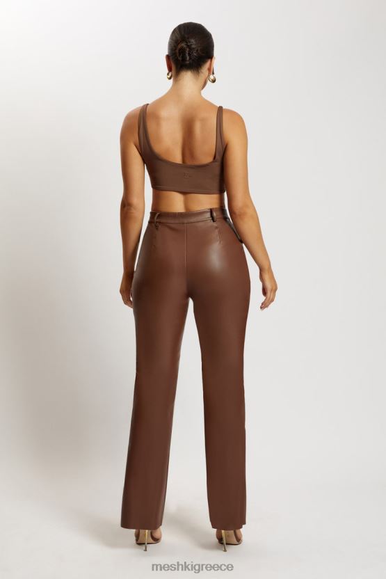 Meshki jemma scoop λαιμό super crop top σοκολάτα είδη ένδυσης JJN40N1150