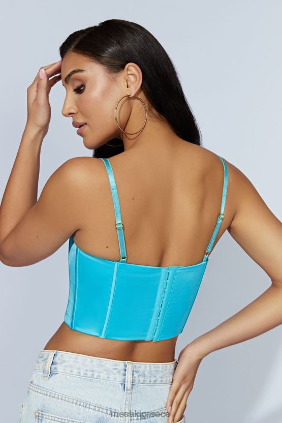 Meshki lake lace cami crop top ακουαμαρίνης είδη ένδυσης JJN40N1048