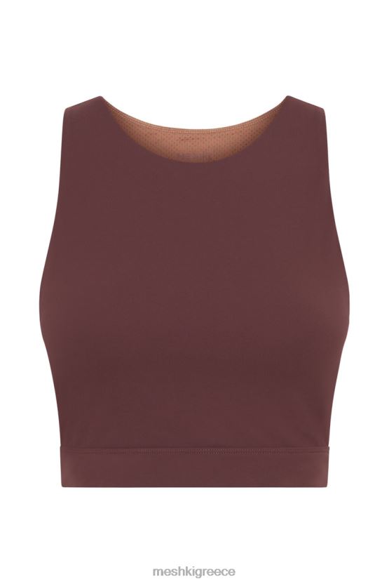 Meshki lori δίχρωμη ρόπαλα crop top μαόνι / μαύρισμα είδη ένδυσης JJN40N1094