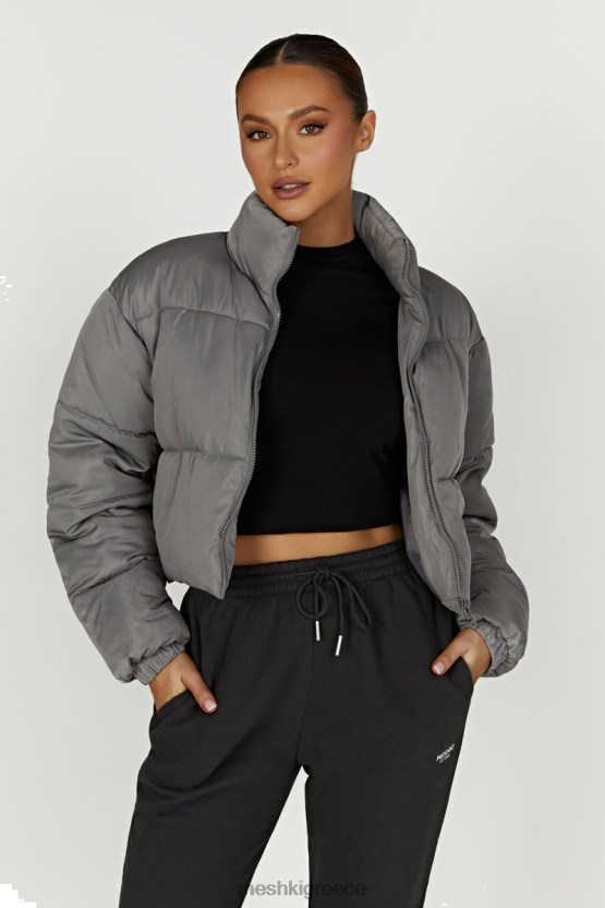 Meshki myranda ανακυκλωμένο cropped puffer jacket ξυλάνθρακας είδη ένδυσης JJN40N1641