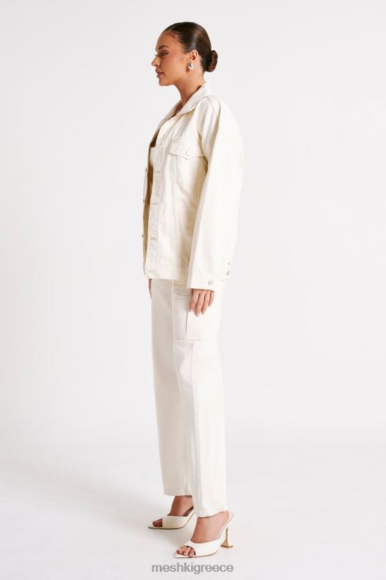 Meshki sion oversized τζιν μπουφάν εκρού είδη ένδυσης JJN40N1252