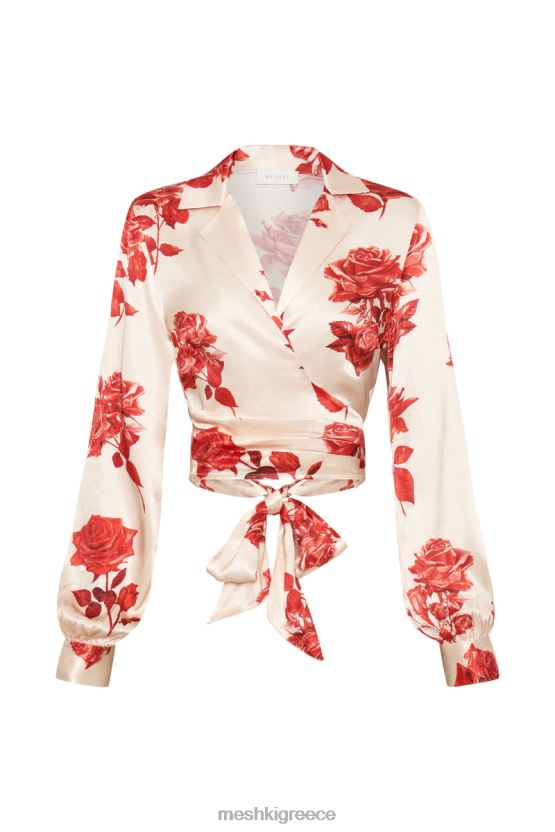 Meshki amia satin wrap πουκάμισο στάμπα τριαντάφυλλου είδη ένδυσης JJN40N911