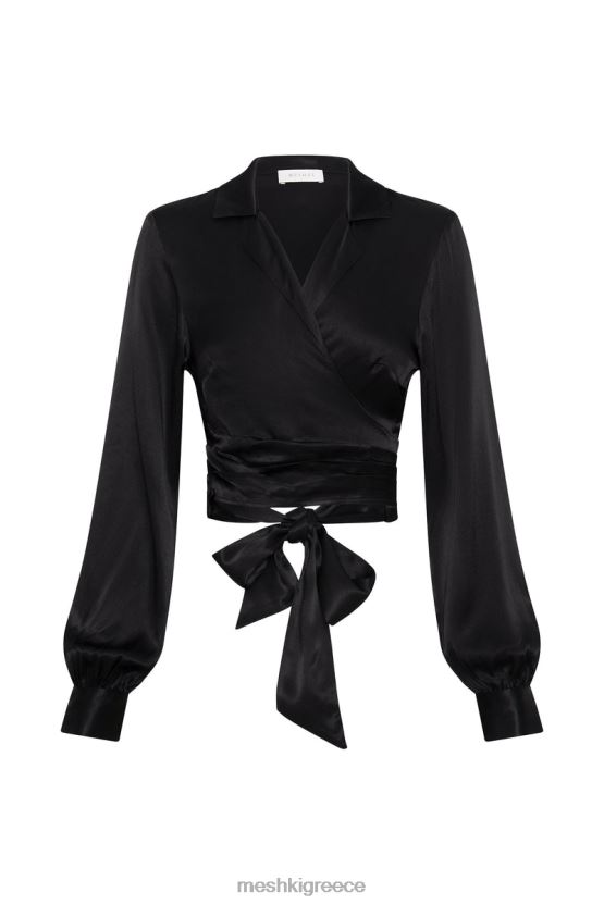 Meshki amia satin wrap πουκάμισο μαύρος είδη ένδυσης JJN40N931